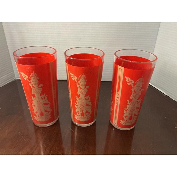 vintage 1960s Culver highball glasses in the "Thai Goddess"or "Mandalay" pattern - Picture 3 of 10